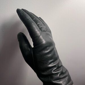 Women's Black Leather Gloves - Classic Winter Mittens
